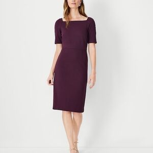 Ann Taylor Square neck sheeth dress sz 6 petite plum purple